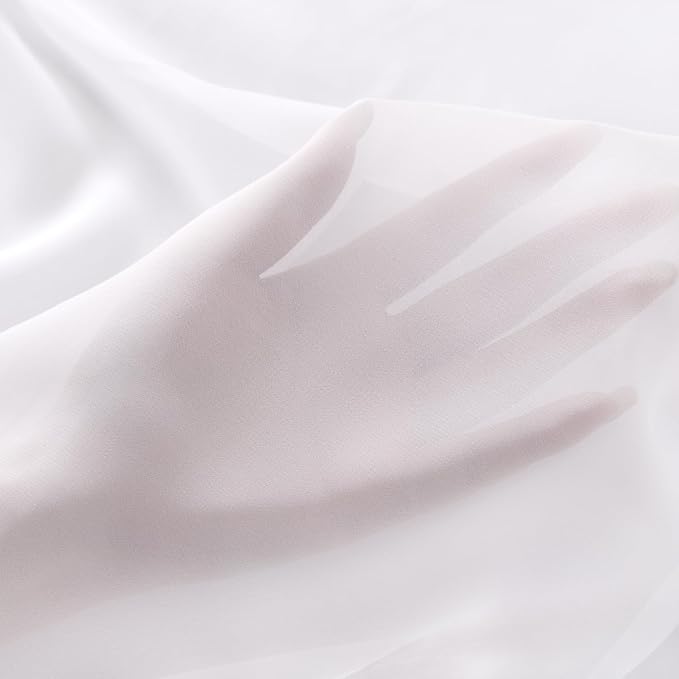 MLMC White Chiffon Fabric by The Yard Pre-Cut Sheer Chiffon Arch Fabric 10 Yards Airy Continuous Draping Panels 60 inch Wide for Wedding Backdrop Craft Ceiling Decor