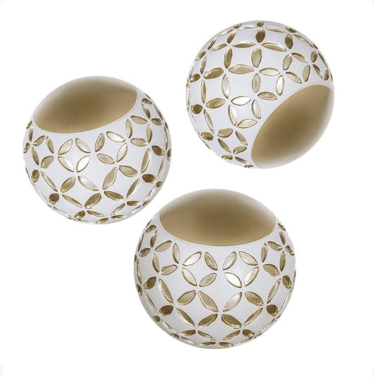 Creative Scents Schonwerk Diamond Lattice Decorative Orbs for Bowls and Vases (Set of 3) Resin Spheres Balls for Living, Dining Room Decor - Coffee Table Centerpiece Home Decor - Great Gift Idea