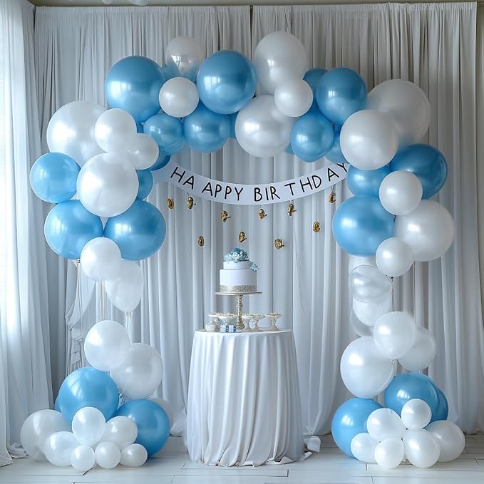 10x10ft Wrinkle Free White Backdrop Curtain for Parties Soft Fabric Drapes Wedding White Curtain Backdrop for Birthday Party Decorations Background for Photography 5x10ft, 2 Panels