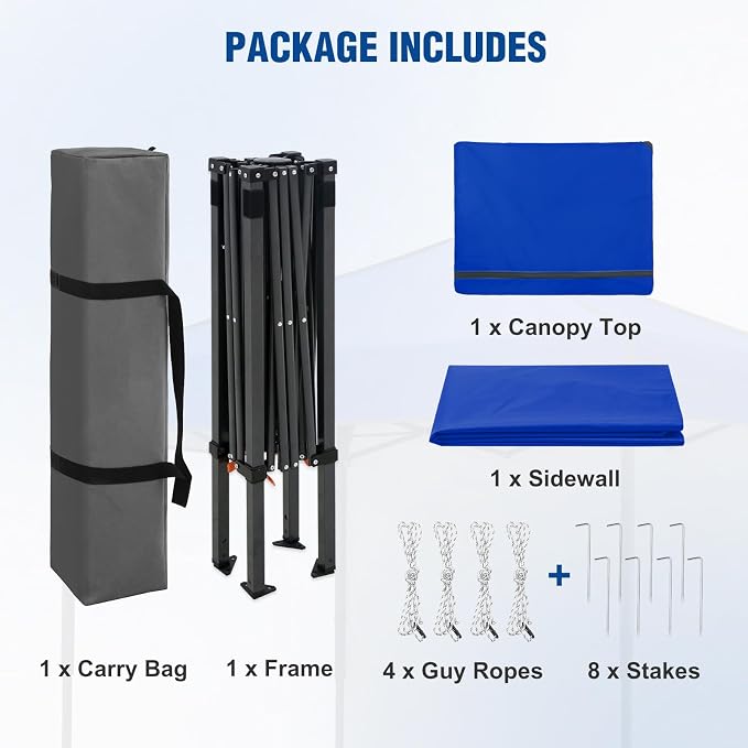 6x4 Pop Up Canopy Tent with One Wall Panel, Instant Portable Beach Canopy, Outdoor Tent with Carry Bag for Camping, Sports, Tailgating, Events, Blue