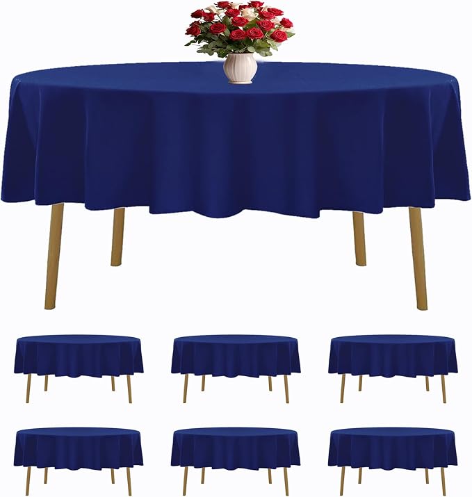 6 Pack Royal Blue Round Tablecloths 70 Inches Table Cloth Stain and Wrinkle Resistant Washable Polyester Table Cover Fabric for Party, Wedding,Dining,and Banquet Decoration