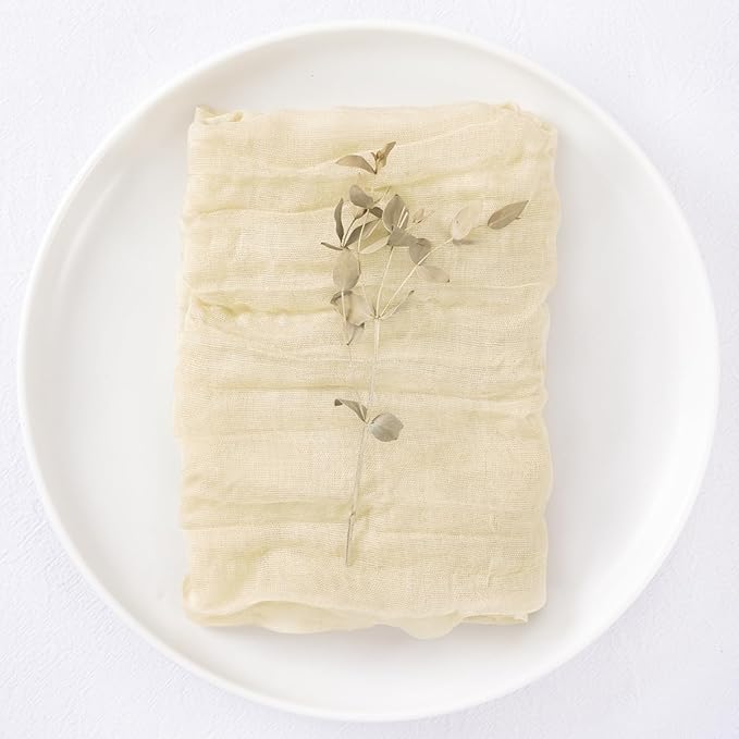 DeZerlor 30 Pack Beige Cheesecloth Napkins Christmas Cloth Napkins Set of 30 Cream Holiday Dinner Napkins Bulk 21x21 Inches for Wedding Bridal Shower Baby Shower Xmas Parties