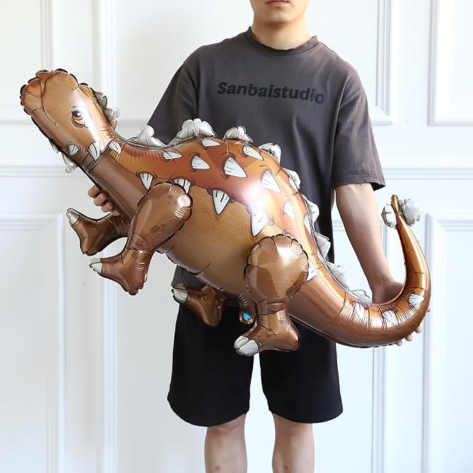 Dinosaur Balloon Set of 6 40inch 3D Jumo Mylar Gigantic Inflatable Walking Self Standing Foil Balloons for Garden Jungle Dinosaur Birthday Party Gift Photo Prop Supplies (Colorful)
