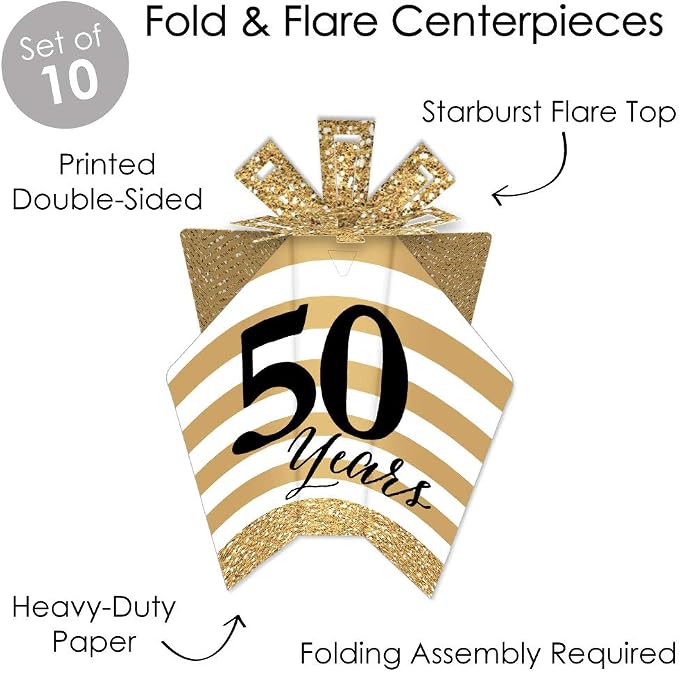 Big Dot of Happiness We Still Do - 50th Wedding Anniversary - Table Decorations - Anniversary Party Fold and Flare Centerpieces - 10 Count