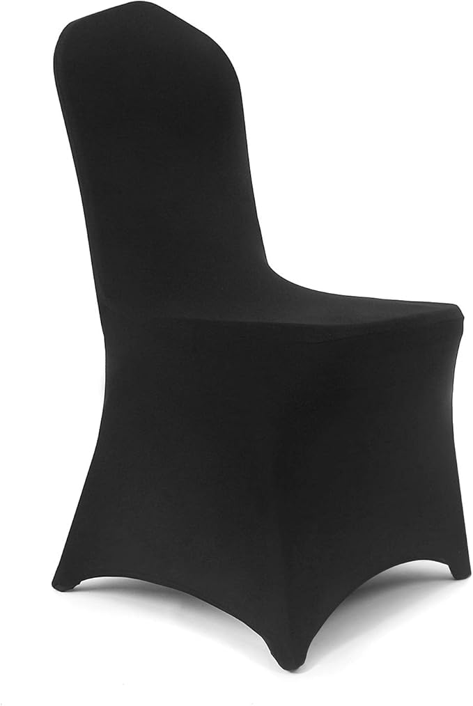 Peomeise Stretch Spandex Chair Cover for Wedding Party Dining Banquet Event (Black, 25)