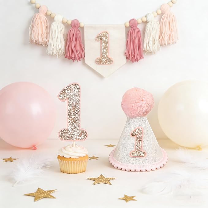 Handmade 1st Birthday High Chair Banner Birthday Decorations for Baby Boy with Garland Crown Hat Wild One Cake Topper Baby Photo Banner for Boy Wall Hangings Decorations