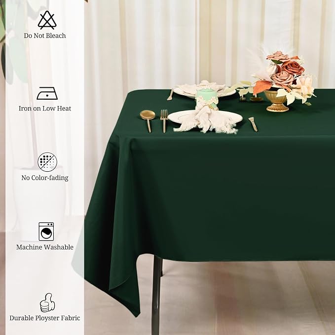 Pesonlook 12 Pack Hunter Green Tablecloth-60 x 126 Inch Rectangle Table Cloth for 8 Feet Rectangle Tables,Washable Fabric Table Cover for Wedding/Buffet Party/Events