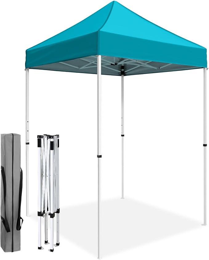 COOS BAY 5x5 Pop Up Canopy Tent, Portable Lightweight Sun Shelter with Carry Bag, Easy Setup Outdoor Canopy for Beach, Camping, Sports & Backyard Shade, Turquoise