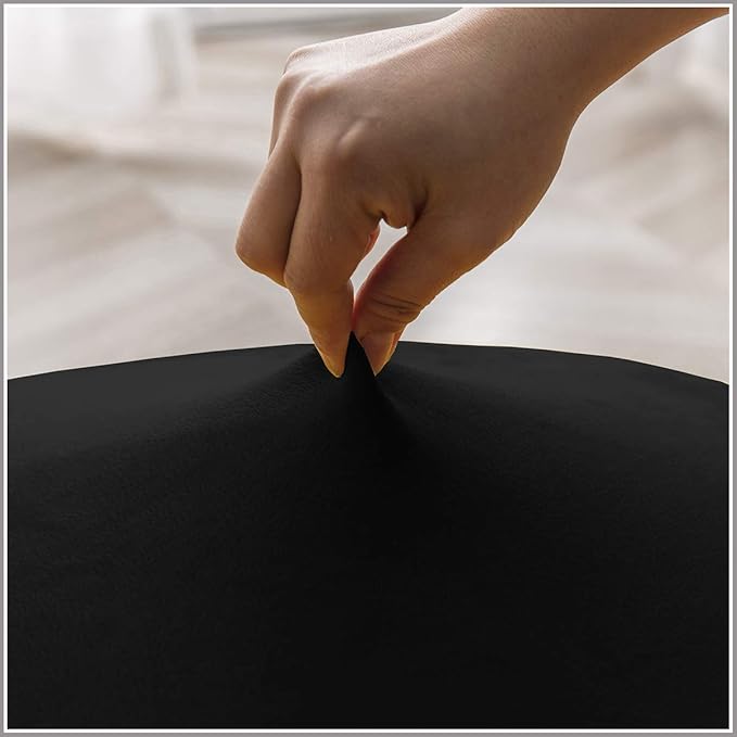 Velvet Plush XL Dining Chair Covers, Stretch Chaircover, Spandex High Chairs Protector Covers Seat Slipcover with Elastic Band for Dining Room,Wedding, Ceremony, Banquet (Black, Set of 2)