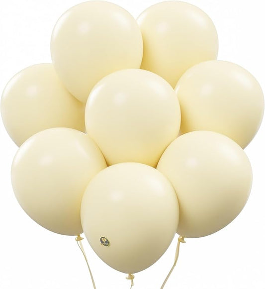 AFTERLOON® Biodegradable Balloons Ivory Cream 12 Inch 100 Pack, Matte Color Thickened Extra Strong Latex Helium Float, for Baby Shower Gender Reveal Garland Arch Wedding Birthday Party Decorations