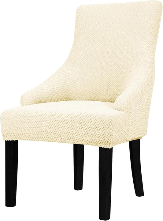 Lellen Stretch Wingback Chair Cover Slipcover - Reusable Wingback Side Chair Slipcover,Accent Chair Cover,Arm Protector Seat Cover,Wing Chair Cover for Dining Living Room Home（1PCS,Cream）