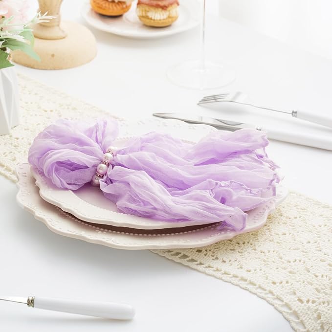 100 Pack Lilac Cloth Napkins 21x21 Inches Lilac Cheesecloth Napkins Set of 100 Washable Dinner Table Napkins for Wedding Bridal Baby Shower Rustic Boho Cotton Gauze Family Gathering Table Decor