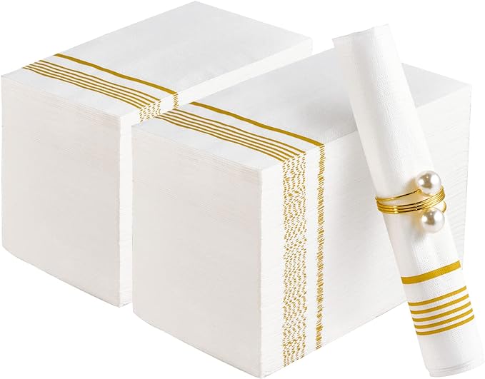 200 Pack Paper Napkins Guest Towels Disposable Premium Quality 3-ply Dinner Napkins Disposable Soft, Absorbent, Party Napkins Wedding for Kitchen, Parties, Dinners or Events