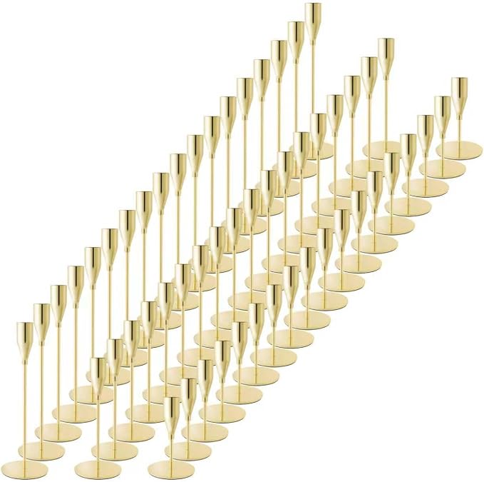 Taper Candle Holders,Tall Metal Candlestick Holders,Gold,Set of 54,Three Heights,Candle Stick Holder for Wedding Centerpiece Decoration,Dinning,Festival,Party or Home Decor