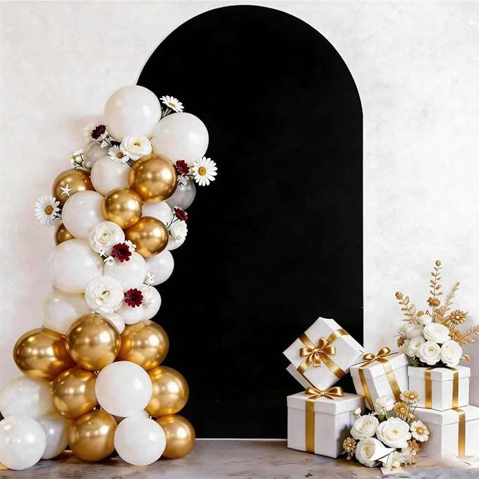 6.6 FT Black Spandex Arch Backdrop Cover for Wedding Party Celebration Decoration