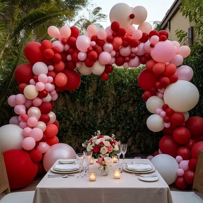 Captank Red Balloons Double Stuffed Dark Red Different Sizes Balloon Garland Arch Kit For Christmas Birthday Anniversary Wedding Proposal Bridal Shower Party Decoration