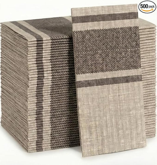 Made in Italy Linen-Feel Disposable Guest Towels - Premium Airlaid Cloth-Like Bathroom Napkins, Soft & Absorbent Luxury Hand Towels, Elegant Dinner Napkins for Parties, Events, Bulk 500 Count