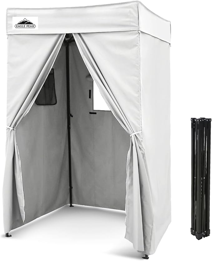 EAGLE PEAK 4x4 Pop Up Changing Tent, Flat Top Changing Room, White | Portable, Privacy Tent, Pool Cabana, Dressing Room, Shower & Toilet Use, Opaque Fabric, Instant Setup, Photoshoots, Camping