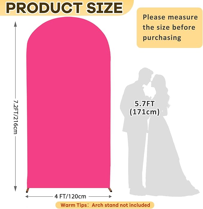 Hot Pink Arch Cover 7.2FT Spandex Arch Cover Balloon Arch Stand Cover Round Top Arches Covers Chiara Arched Covers Stretchy Backdrop Arches Wall Backdrop Covers for Wedding Arched Frame Panel