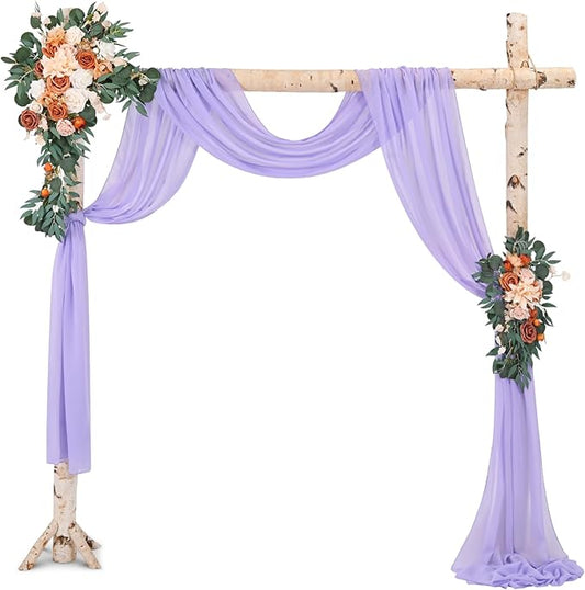 Wedding Arch Draping Fabric,1 Panel 28" x18ft Lavender Purple Wedding Arch Drapes for Ceremony Sheer Chiffon Fabric Drapes Arbor Drapery Decorations for Reception Party