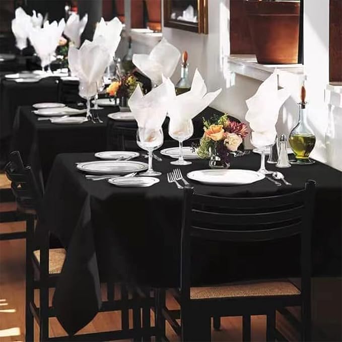 Pesonlook 6 Pack Black Square Tablecloth, 52x52Inch Polyester Table Cover, Washable for Buffet/Wedding/Party