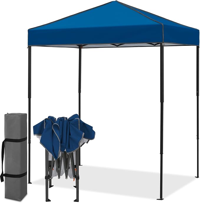 EAGLE PEAK 6x4 Instant Pop Up Canopy Tent, Straight Leg Sun Shelter, Portable Canopy with Carry Bag for Camping, Beach & Sports, Dark Blue