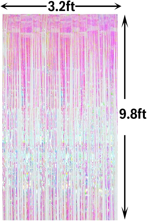 GOER 3.2 ft x 9.8 ft Metallic Tinsel Foil Fringe Curtains Party Photo Backdrop Party Streamers for Birthday,Graduation,New Year Eve Decorations Wedding Decor (4 Packs,Multicolor)