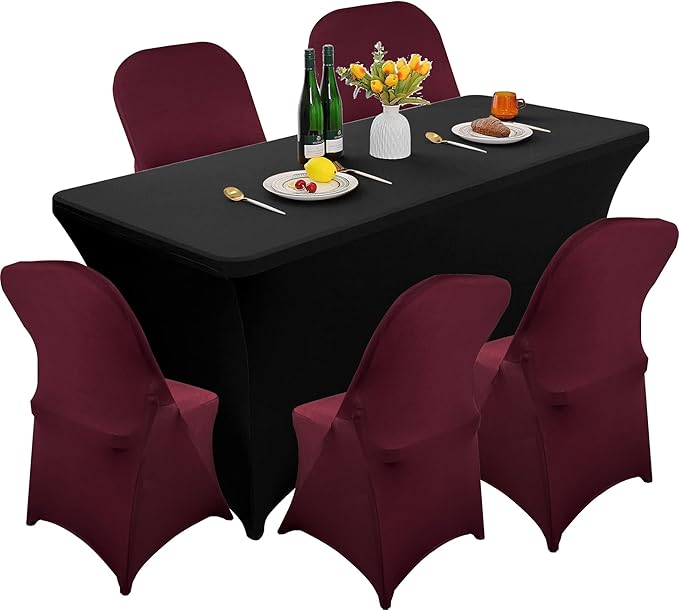 10PCS Stretch Spandex Folding Waterproof Chair Covers,Universal Fitted Chair Cover Protector for Wedding Party Banquet Holidays Celebration Decoration(Burgundy)