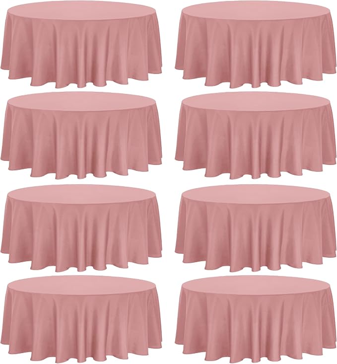 Fivenl 8 Pack Premium Round Tablecloth 90 Inch Round Table Covers Bulk Washable Polyester Fabric Round Table Clothes for Wedding Party Reception Banquet Buffet Restaurant (Dusty Rose, 90 Inch)