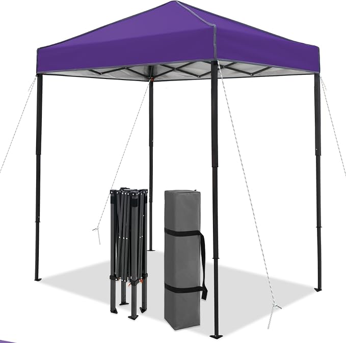 6x4 Pop Up Canopy Tent, Instant Portable Beach Canopy, Outdoor Tent with Carry Bag for Camping, Sports, Tailgating, Events, Purple