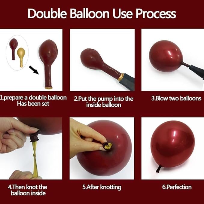 Burgundy Black Balloon Arch Kit Double Stuffed Maroon Dark Red Wine Pearl White Sand Gold Balloon Garland for Birthday Mothers Day Anniversary Graduation Hollywood Bridal Shower Party Decoration
