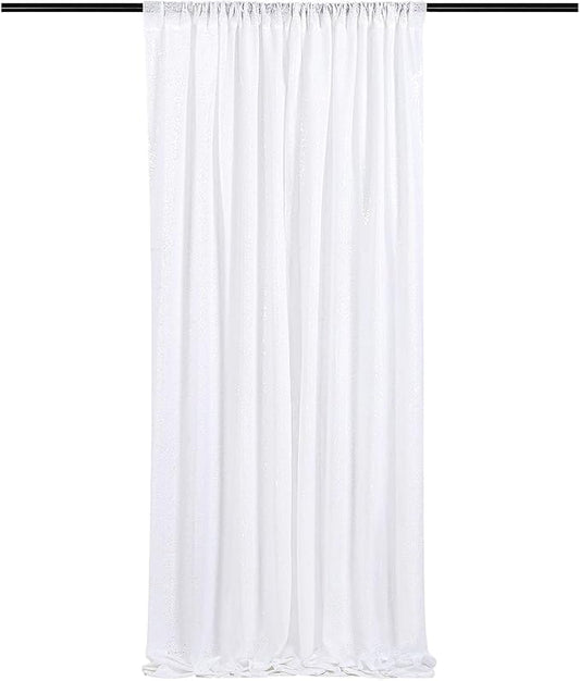 White Sequin Backdrop Curtains-1 Panel 3FTx8FT White Backdrop for Wedding, Glitter Party Decorations Background Drapes for Birthday Party Anniversary Graduation Photo Booth Decor