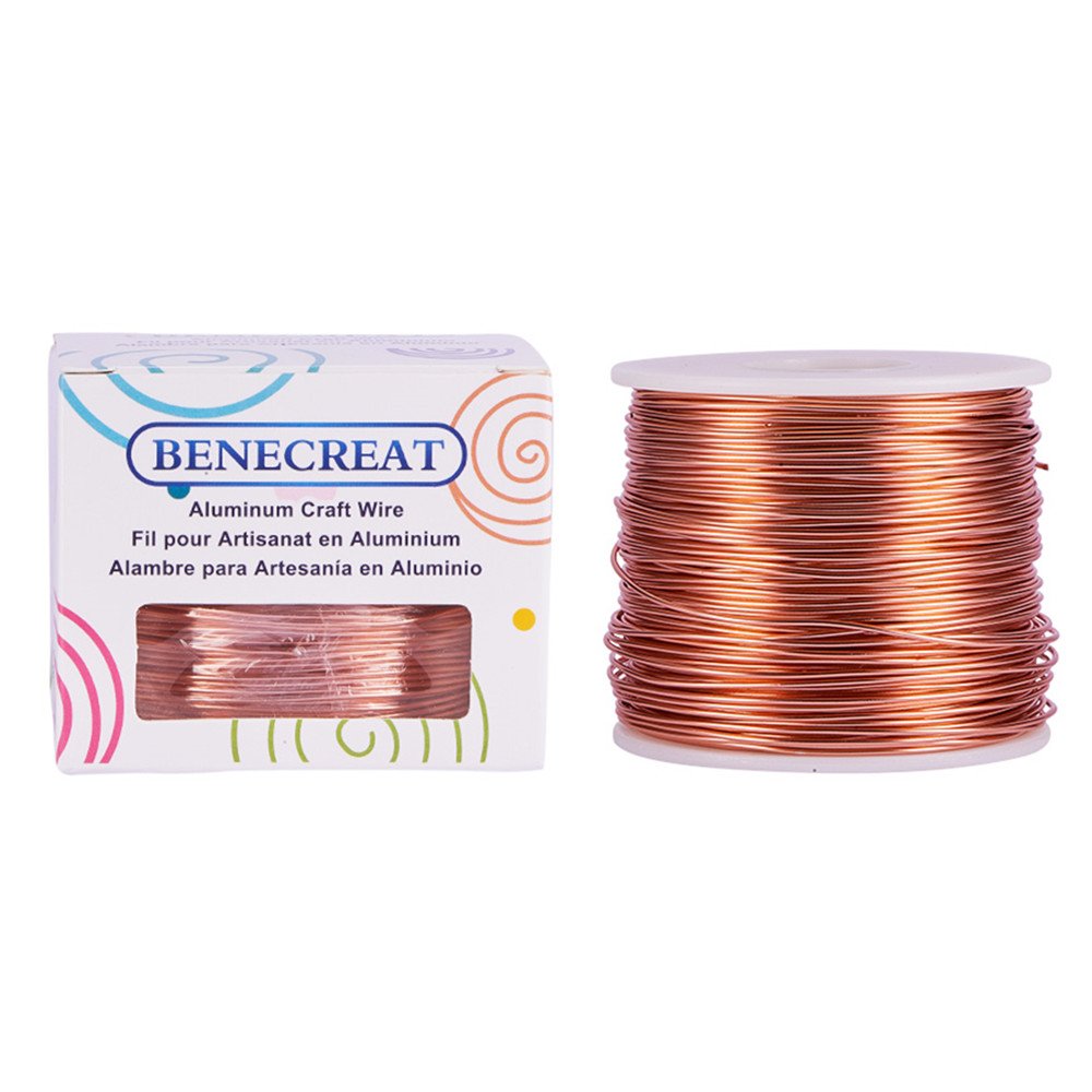 BENECREAT 17 Gauge Jewelry Craft Aluminum Wire 380 Feet Bendable Metal Sculpting Wire for Craft Floral Model Skeleton Making, Copper Tone