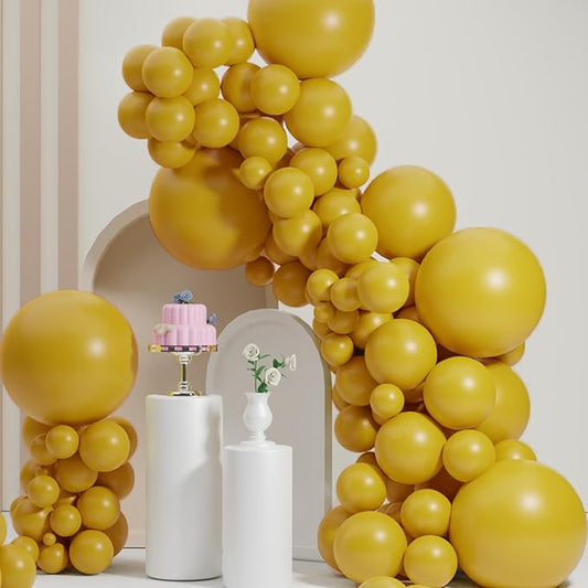 Golden Yellow Balloons, 53pcs Double Stuffed, 18in, 12in, 10in, 5in, Perfect for Birthday, Gender Reveal, Baby Shower, Boho Party Decorations
