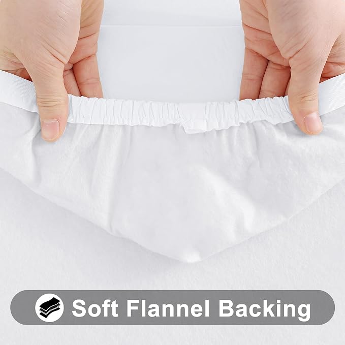 Smiry 3 Pack Rectangle Table Cloth, Elastic Fitted Flannel Backed Vinyl Tablecloths for 8ft Folding Tables, Waterproof Wipeable Table Covers for Indoor, Outdoor, Camping and Picnic (White, 30"x96")