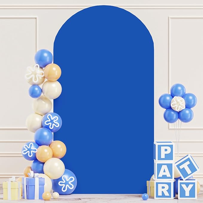 Royal Blue Arch Cover 6ft Spandex Arch Cover Round Top Arch Stand Cover Stretchy Arch Wall Cover Classic Chiara Arch Cover Backdrop Fabric Fitted Arched Cover for Wedding Theme Party Decor