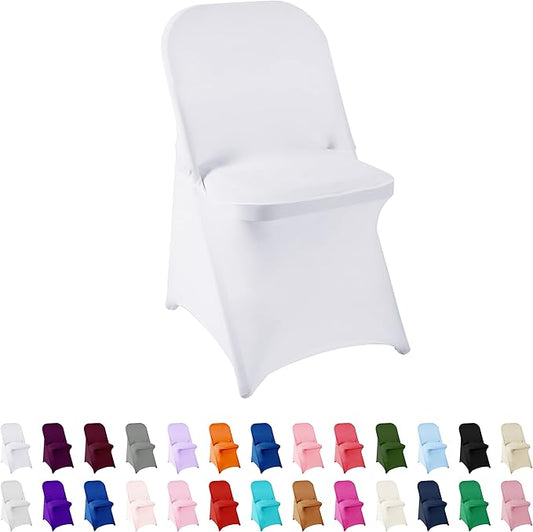 Spandex Chair Cover,50PCS,Living Room Folding Chair Covers,Removable Chair Covers Washable Protector Stretch Chair Cover for Party, Banquet,Wedding Event,Hotel(White)