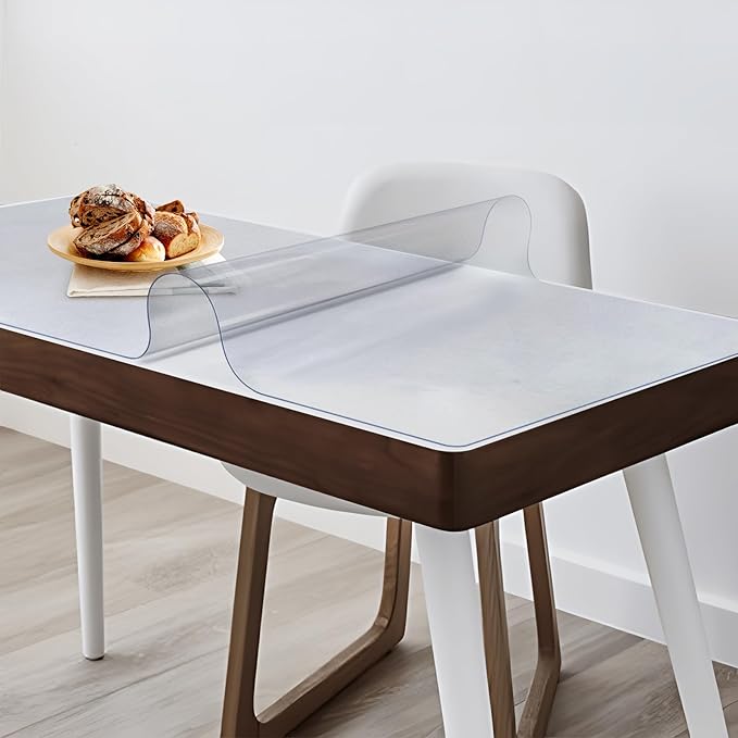 Vicwe Frosted Table Cover Protector 30 x 60 Inch, 1.5mm Thick Plastic Table Cover Rectangle,PVC Frosted Table Protector, Clear Table Covers for Night Stand, Writing Desk，Dining Room Tables