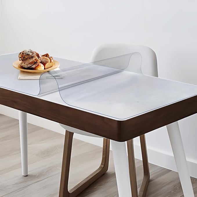 Vicwe Frosted Table Cover Protector 36 x 52 Inch, 1.5mm Thick Plastic Table Cover Rectangle,PVC Frosted Table Protector, Clear Table Covers for Night Stand, Writing Desk，Dining Room Tables