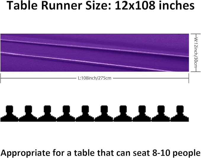 24Pack Table Runner 12 x 108 Inches Satin Silk Table Runner for Wedding, Birthday Party, Banquets, Graduations Decoration, fit Rectange and Round Table-Purple