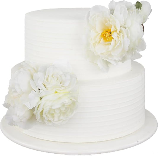 Rinlong 2Pcs Pre-made Cake Topper Cake Decorating Flowers for Cake Decor White Flowers Cake Decorations for Wedding Birthday Bridal Shower