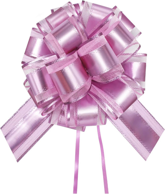 7 Pieces Large Pull Bows, 6 inche, Big Bow for Gift Wrapping, Christmas Party Birthday Gift, Wedding Baskets,Valentine's Day Gift Decorations, Flower Decoration (Pink)