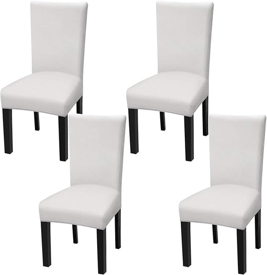 Fuloon 4 Pack Super Fit Stretch Removable Washable Short Dining Chair Protector Cover Seat Slipcover for Hotel, Dining Room, Ceremony, Banquet Wedding Party