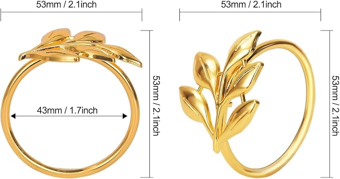 KPOSIYA Set of 100 Leaf Napkin Rings Metal Gold Napkin Holder Table Napkin Rings for Thanksgiving Day Christmas Dinning Table Parties Everyday (Ye Zi-Gold 100)
