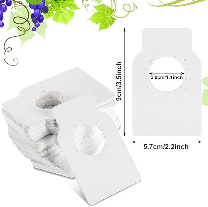 200 Pieces Wine Bottle Tags Paper Cellar Label Reusable Racks Marker Wine Bottle Neck Id Tags Double Sided Bottles Hanging Tag for Seller Bridal Shower Party (White)