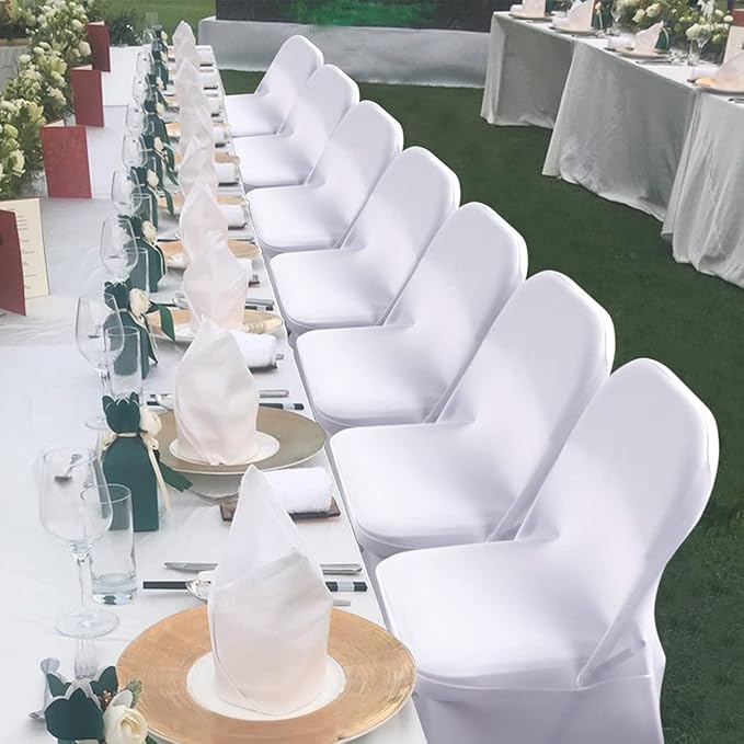 Babenest Spandex Folding Chair Covers - 30PCS Upgraded Universal Stretch Washable Fitted Chair Slipcovers Protector for Wedding, Holidays, Banquet, Party, Easter Celebration (White)