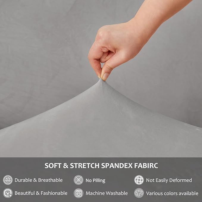 NICEEC Spandex Chair Covers for Dining Chairs Covers Set of 2 Removable Dining Room Chair Covers with Skirt Parson Chair Slipcovers Washable Chair Protector for Kitchen Wedding Party(Light Grey)