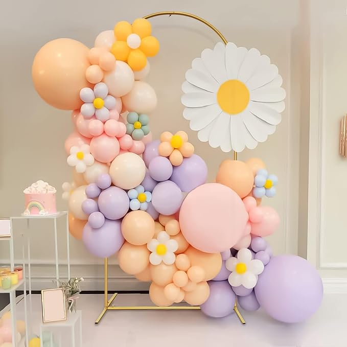 Metal Balloon Arch Kit, Love Balloon Column Arch Frame, Wedding Heart Arch Stand – Supplies for Wedding, Bridal, Valentine's Day, Engagement and Birthday Party(White) (6.6x3.3 FT Gold)
