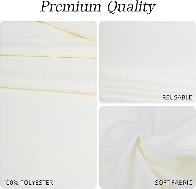 WIGENIUS 6 Pack Ivory Table Cloth Rectangle Tablecloths 60X102 Inch,Polyester Table Cloth for 6 Foot Rectangle Tables,Wrinkle Resistant Washable Fabric Table Covers for Party,Wedding Banquet
