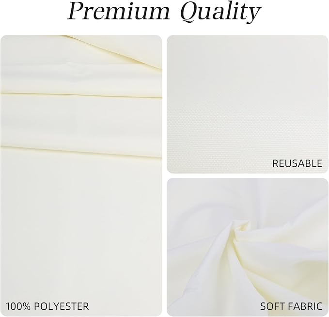 WIGENIUS 2 Pack Ivory Table Cloth Rectangle Tablecloths 60X102 Inch,Polyester Table Cloth for 6 Foot Rectangle Tables,Wrinkle Resistant Washable Fabric Table Covers for Party,Wedding Banquet